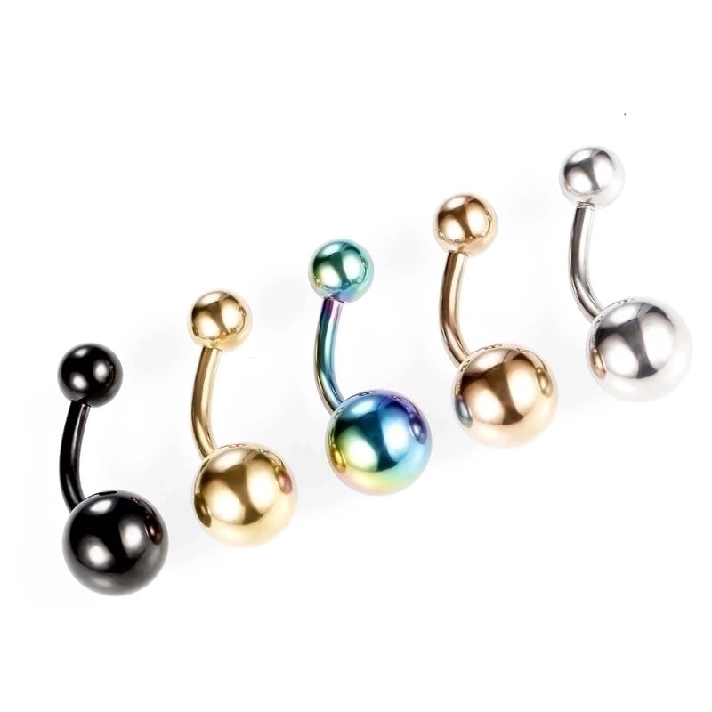2 Pieces Fashion Geometric Stainless Steel Inlay Zircon Belly Ring