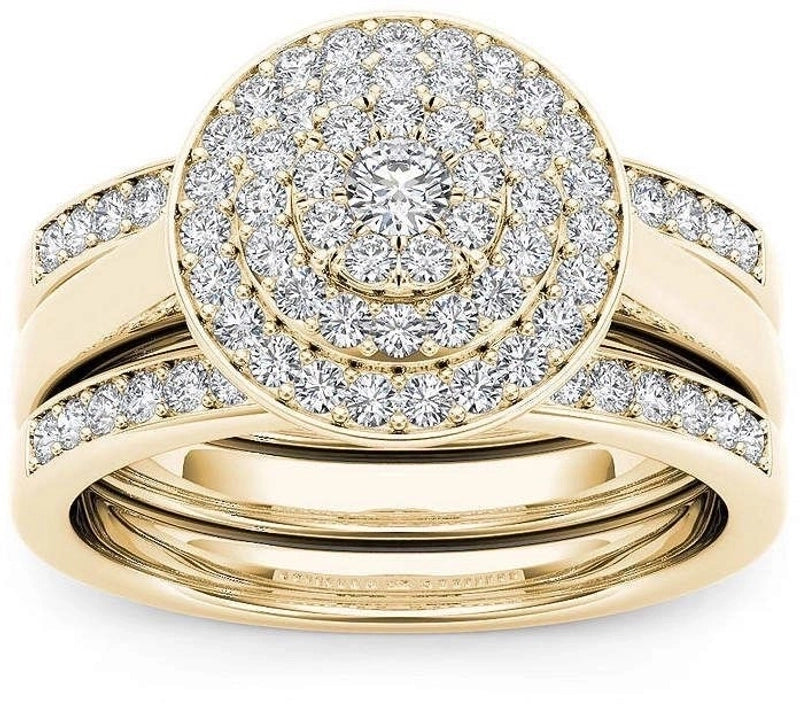 Fashion Flower Alloy Plating Artificial Gemstones Women'S Ring Sets