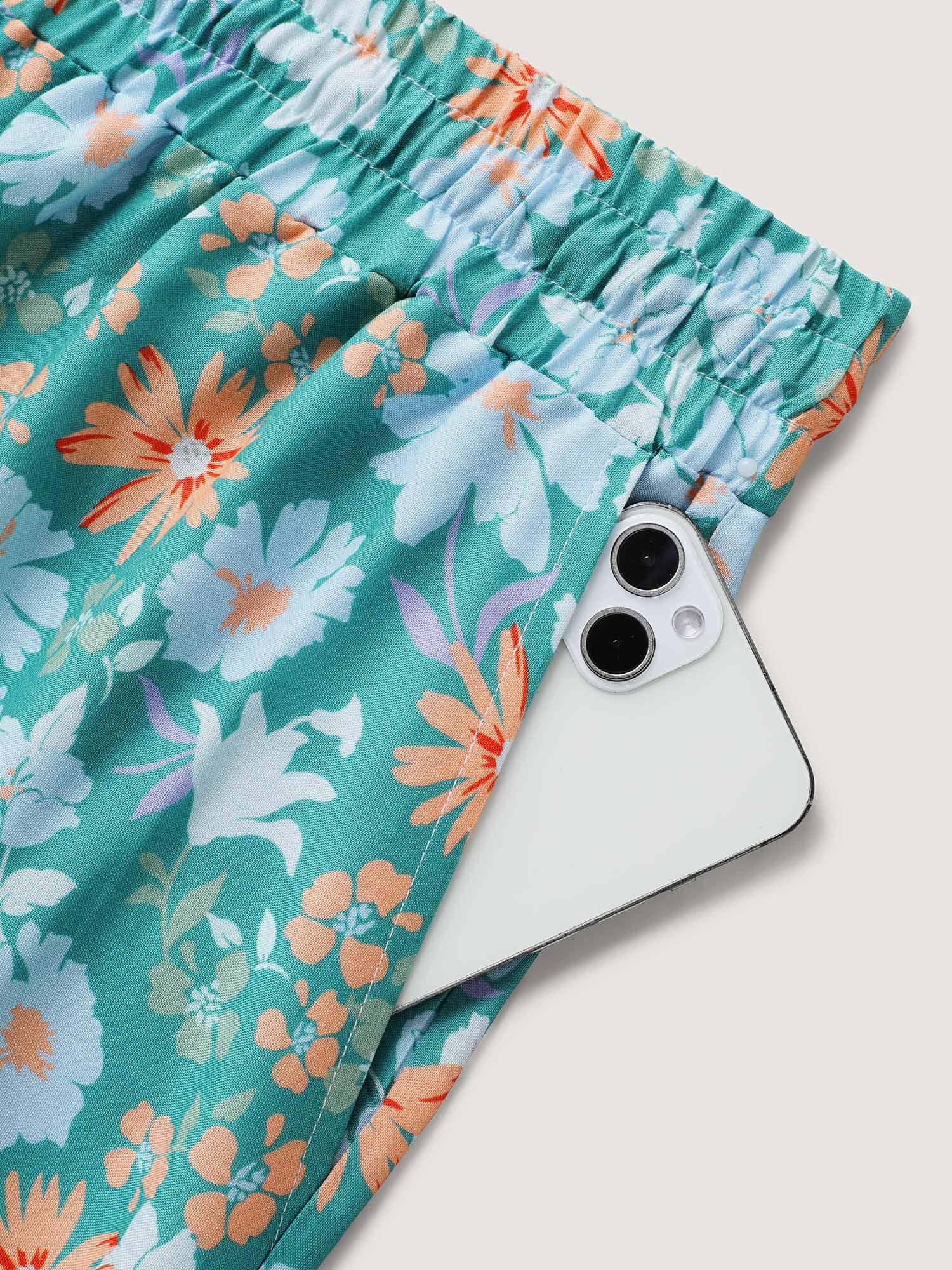 Breezy Floral Print Wide-Leg Pants