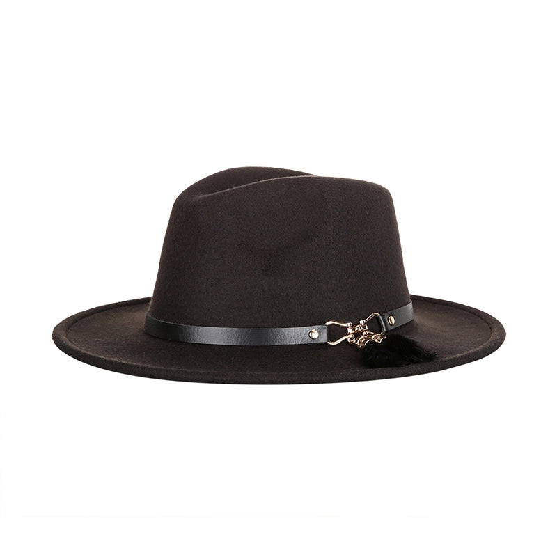 Hat New  Fashion Top Hat Creative Belt Decorative Woolen Jazz Hat Hot