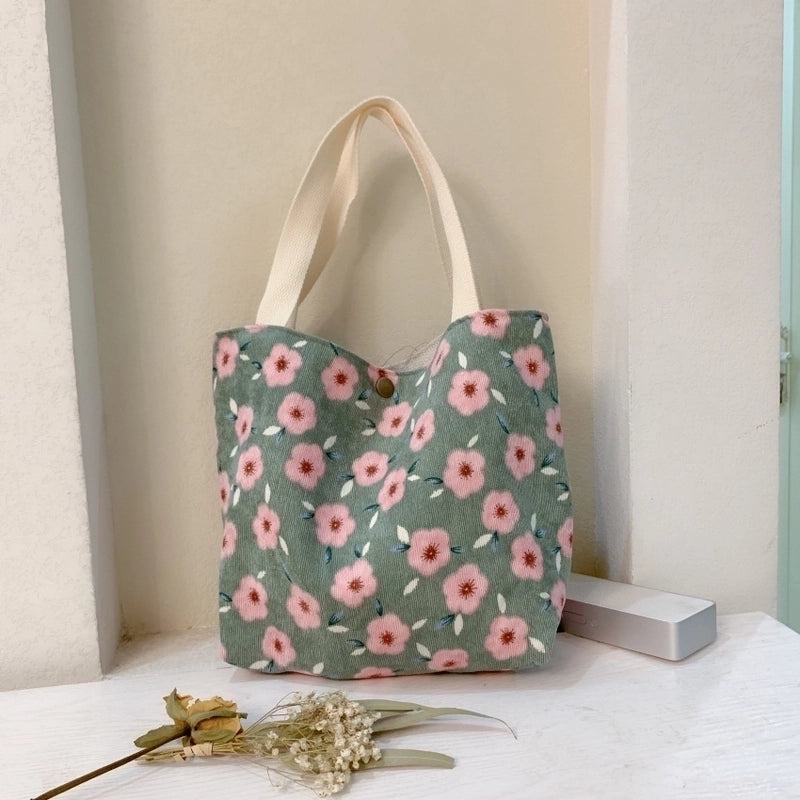 Women's Fashion Flower Oxford Cloth Shopping Bags