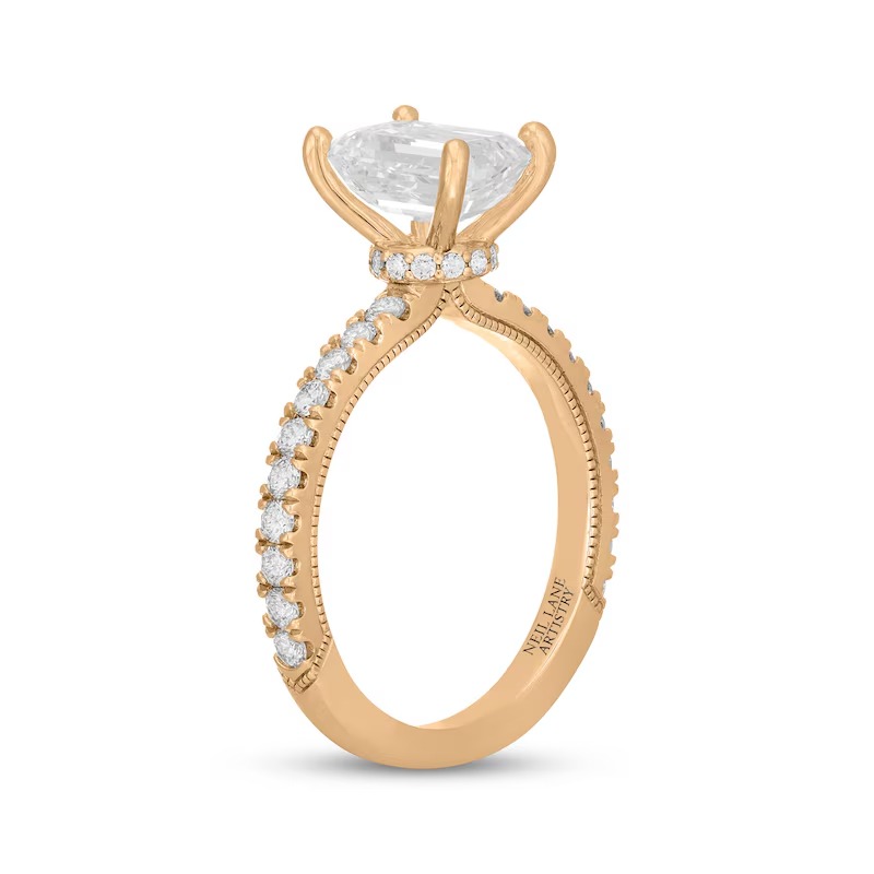 Neil Lane Artistry Emerald-Cut Lab-Grown Diamond Hidden Halo Engagement Ring 2-1/2 ct tw 14K Yellow Gold
