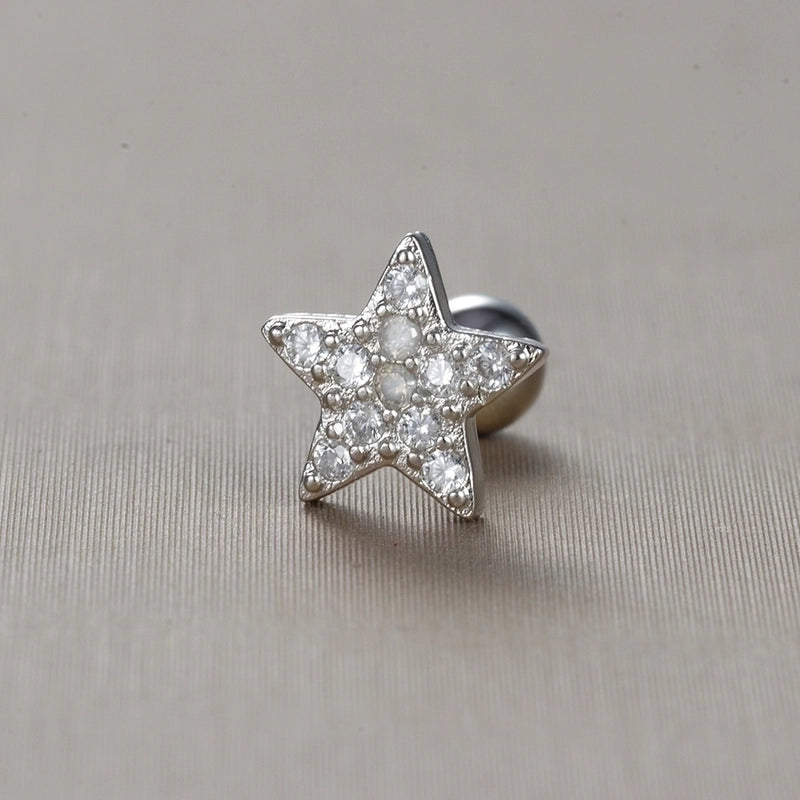 1 Piece Minimalist Star Heart Shape Crown Plating Inlay Stainless Steel Zircon Ear Studs