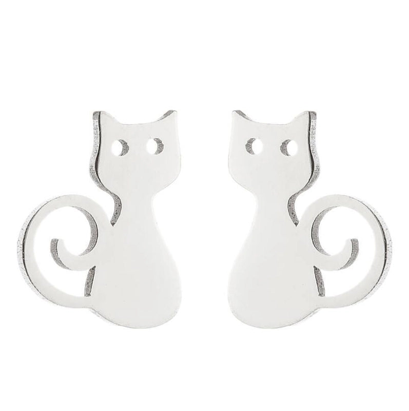 Minimalist Animal Stainless Steel Plating Hollow Out Ear Studs 1 Pair