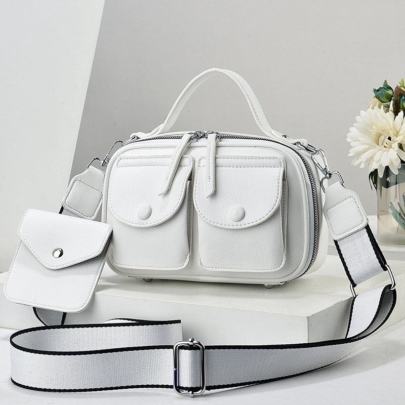 Women's Small Pu Leather Solid Color Elegant Zipper Handbag