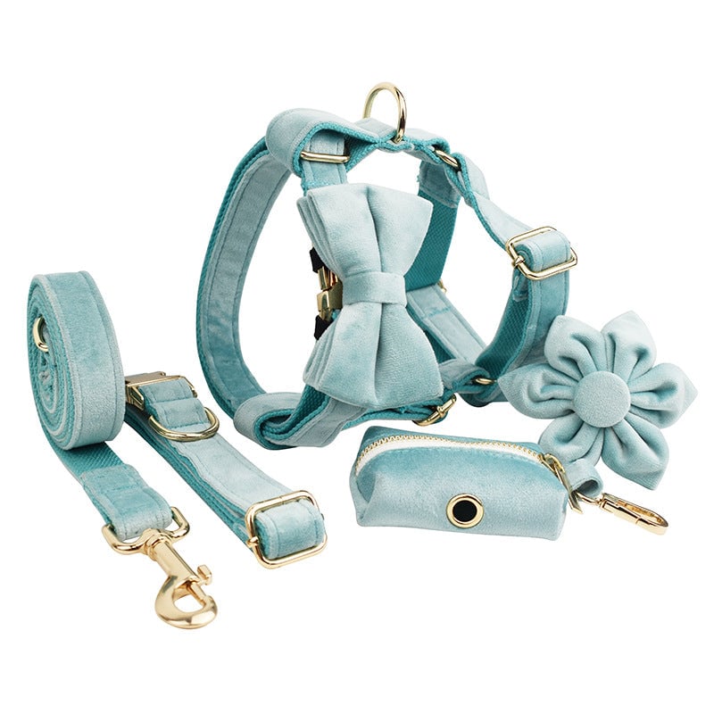 Velvet Personalized Dog Harness Collar Leash