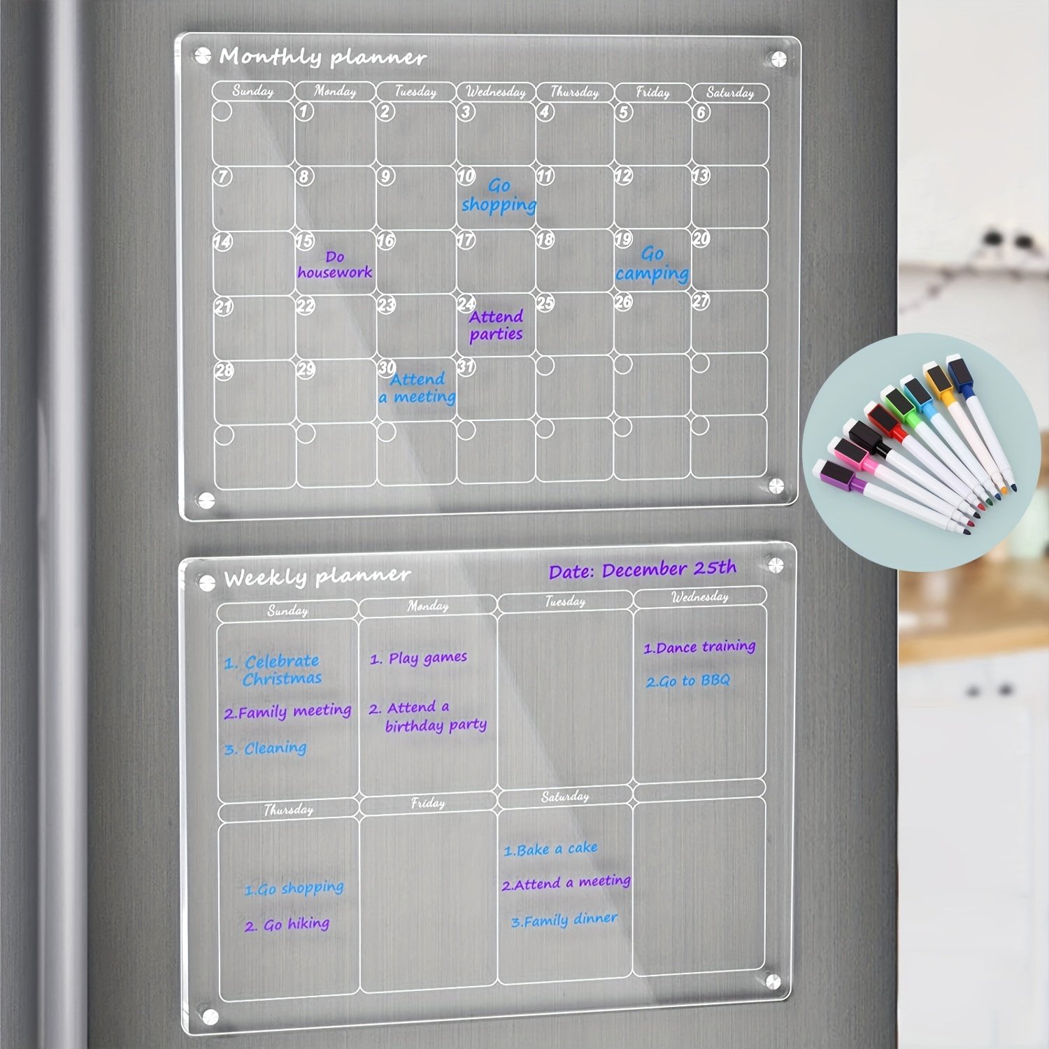 📆Magnetic Schedule Planner For Fridge | Permanently reusable