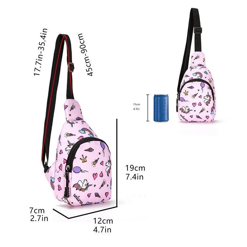 Unisex Medium Oxford Cloth Cartoon Cute Square Zipper Fanny Pack