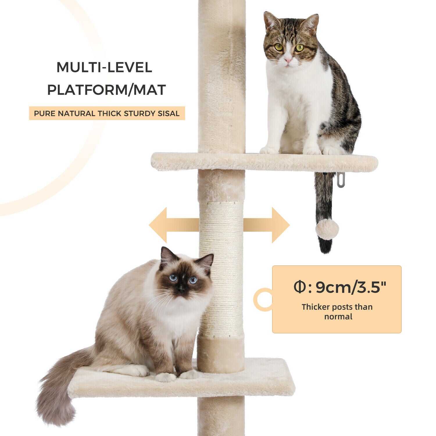 228 - 274cm Cat Scratching Post / Tree / Pole