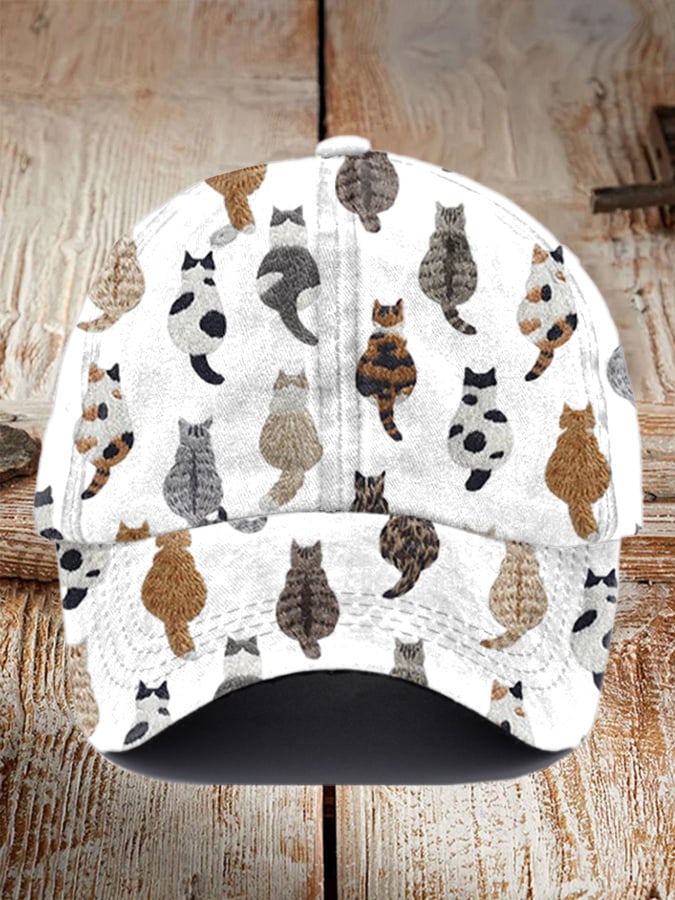 Cute Cats Embroidery Print Baseball Cap