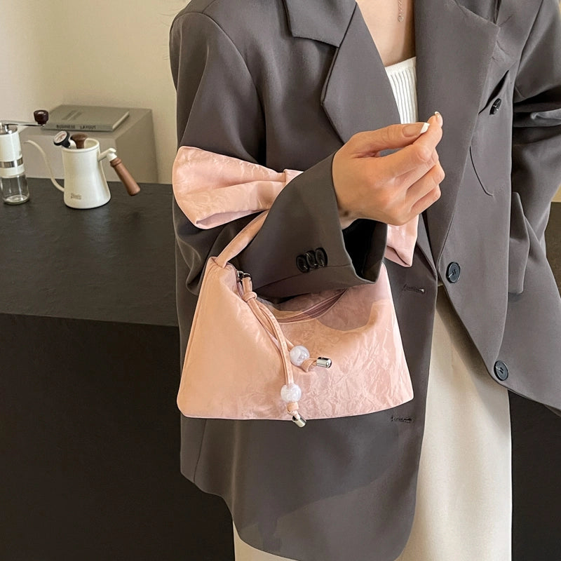 Women's Medium Pu Leather Solid Color Streetwear Bowknot Square Zipper Handbag