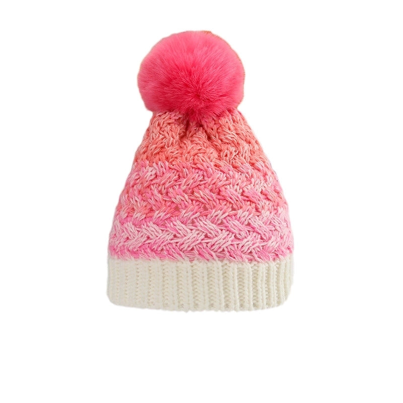 Girl's Cartoon Style Sweet Minimalist Color Block Wool Cap