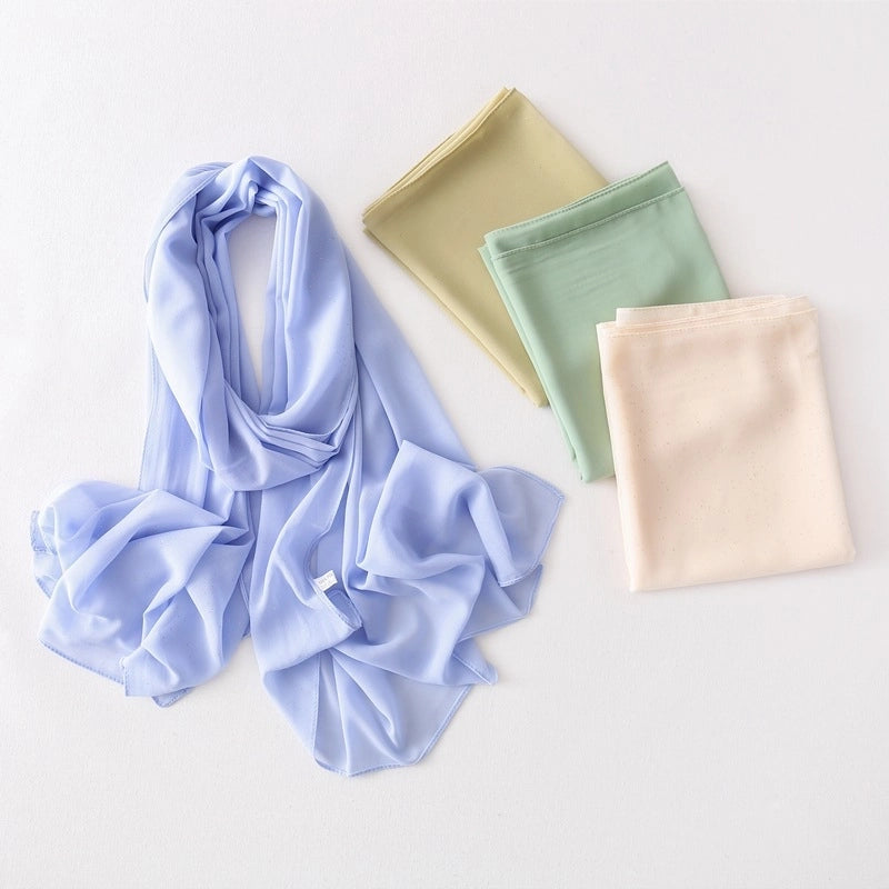 Solid Color Sprinkling Gold Pearl Chiffon Chiffon Fashion Sprinkling Gold Scarf Women's Toe Chiffon Glitter Scarf