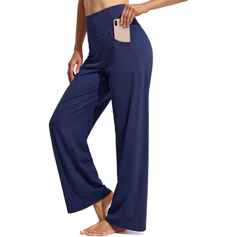 Women Wide Leg Yoga Pants High Waist Stretch Workout Sweatpants With Pockets Casual Straight Leg Pants