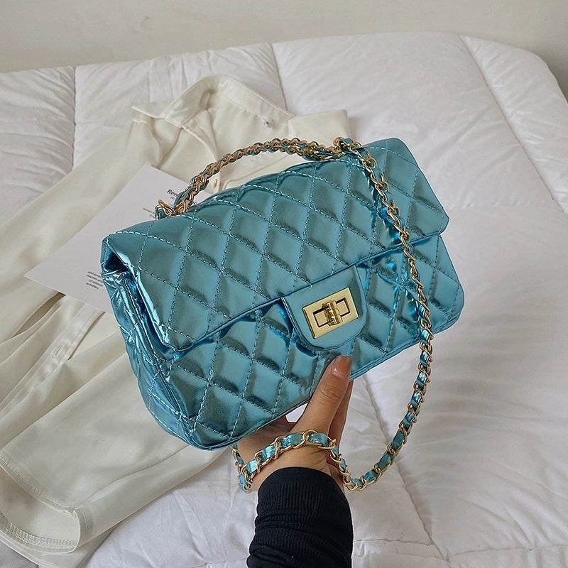 Women's Medium All Seasons Pu Leather Solid Color Fashion Square Lock Clasp Square Bag