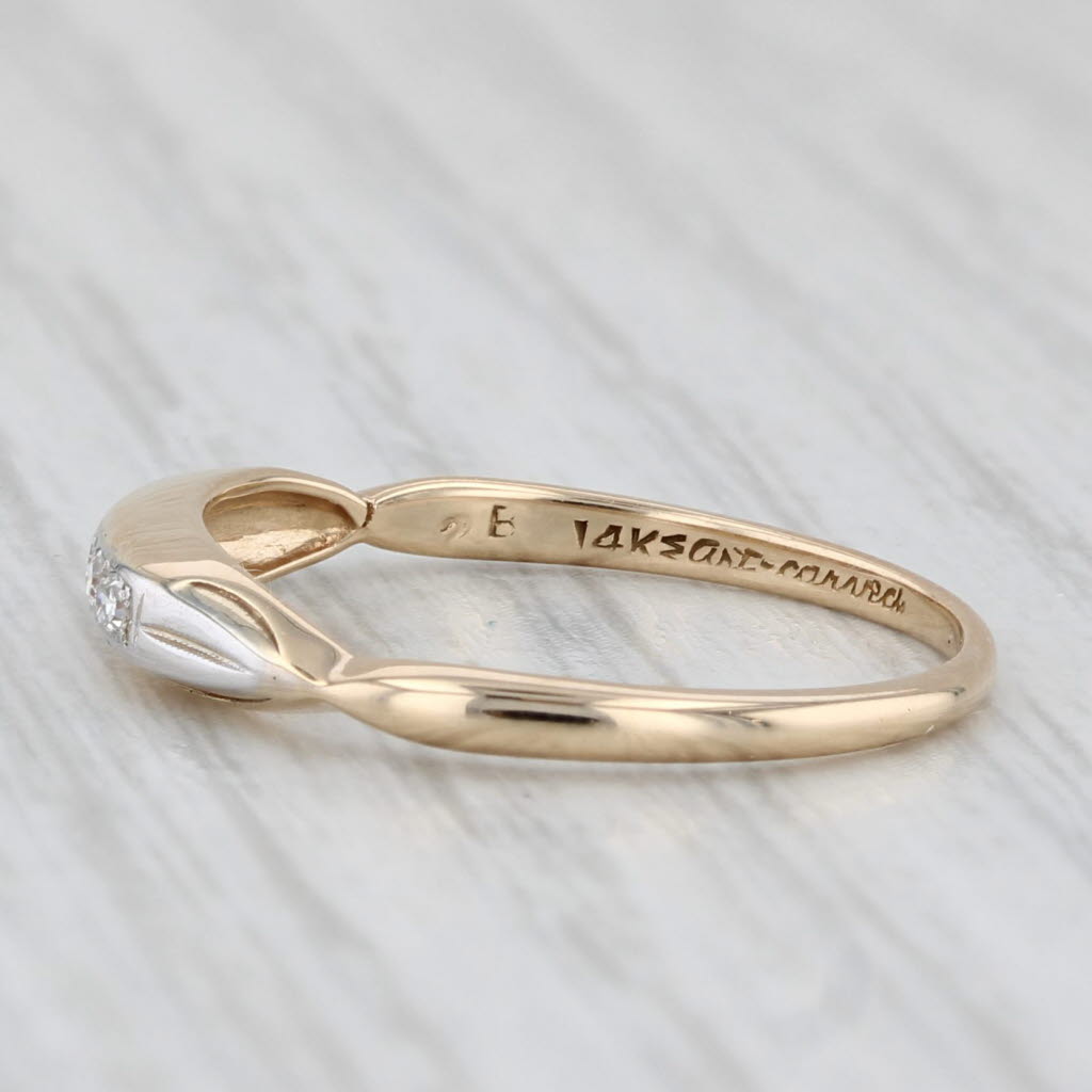 Vintage Diamond Ring 14k White Yellow Gold Stackable Wedding Band Size 6