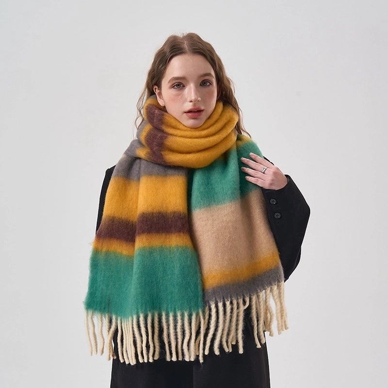 Women's Preppy Style Color Block Acrylic Printing Scarf