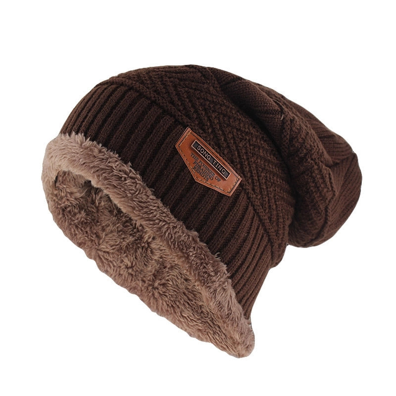 Autumn And Winter Men's And Women's Same Knitted Winter Hat Fleece-lined Thick Warm Pullover Hat Outdoor Ear Protection Casual Wool Hat