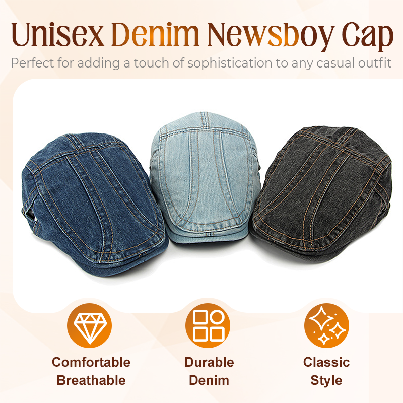 🍃Unisex Denim Newsboy Cap