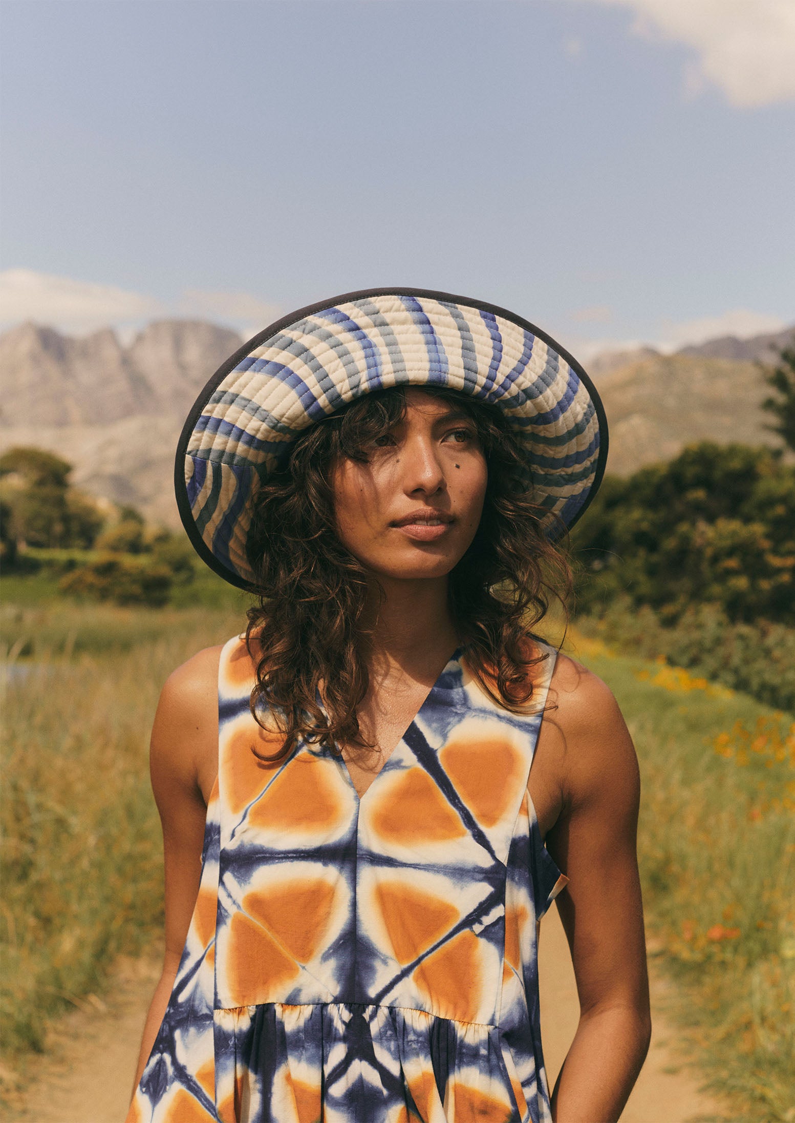 Romualda Hand Painted Grande Reversible Hat | Slate/Blue