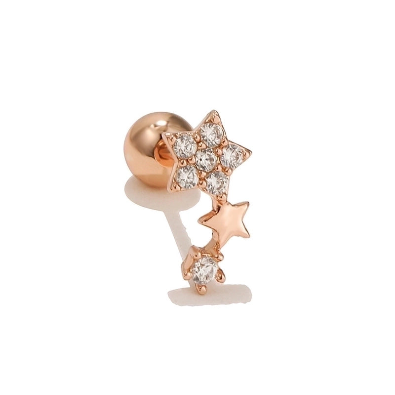 Star Brass Gem Earrings Ear Studs