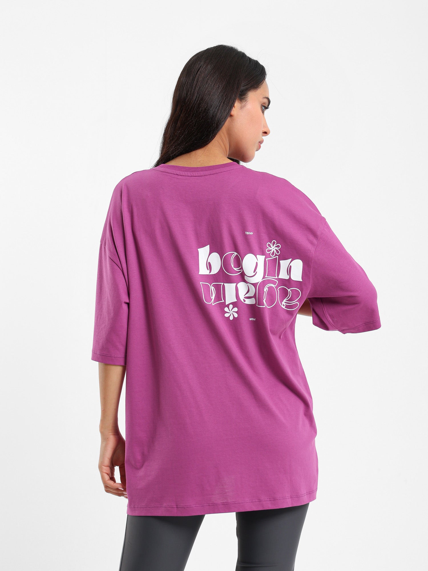 Begin Again Printed Oversized Tee