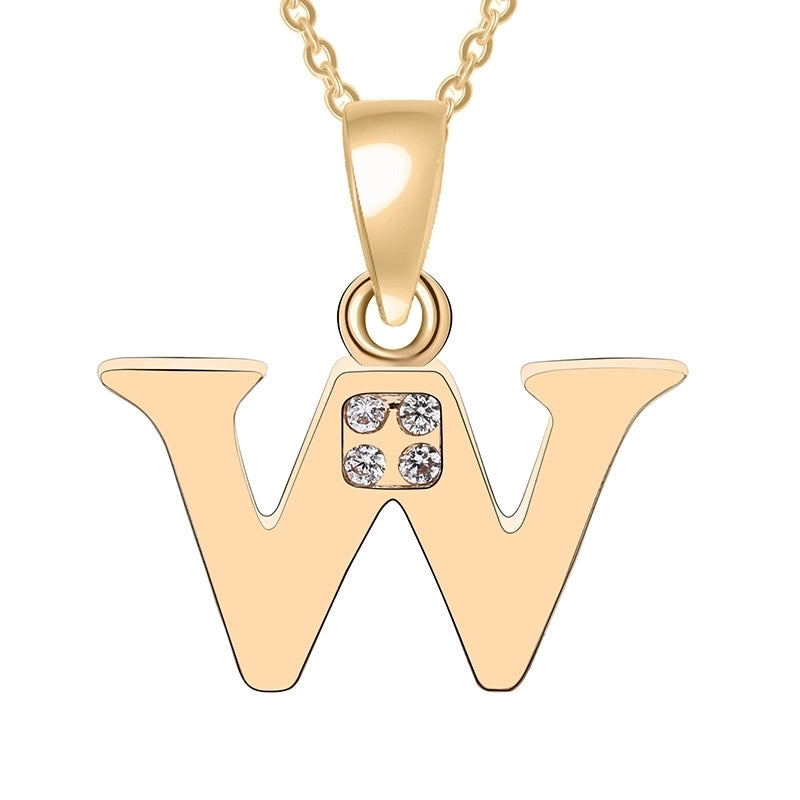 Minimalist Letter Copper Plating Inlay Zircon Pendant Necklace