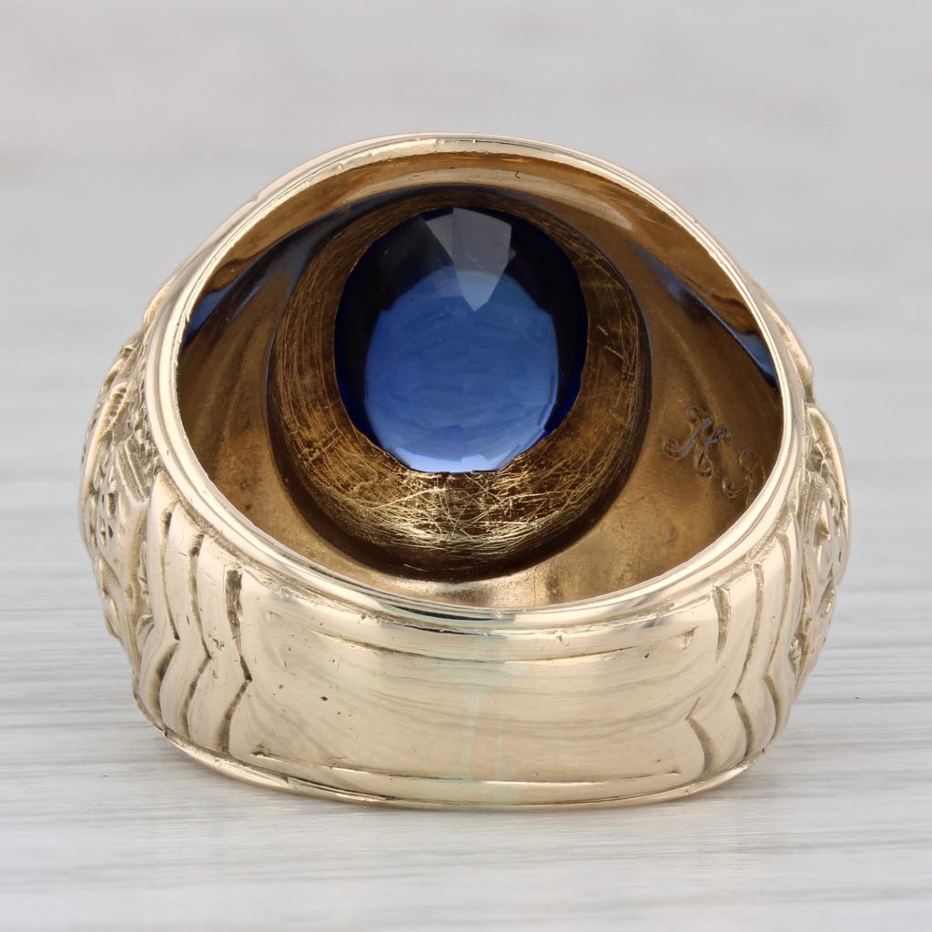 Norfolk Naval Shipyard Apprentice School Ring 10k Gold Lab Created Sapphire