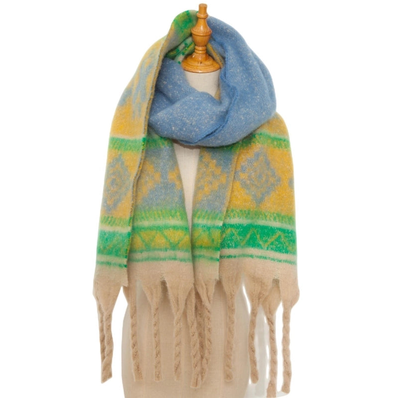 Women's Casual Printing Color Block Polyester Scarf
