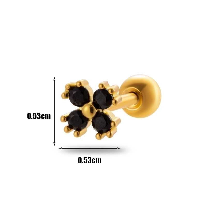 1 Piece Ear Cartilage Rings & Studs Minimalist Geometric 316L Stainless Steel  Copper Plating Inlay Zircon