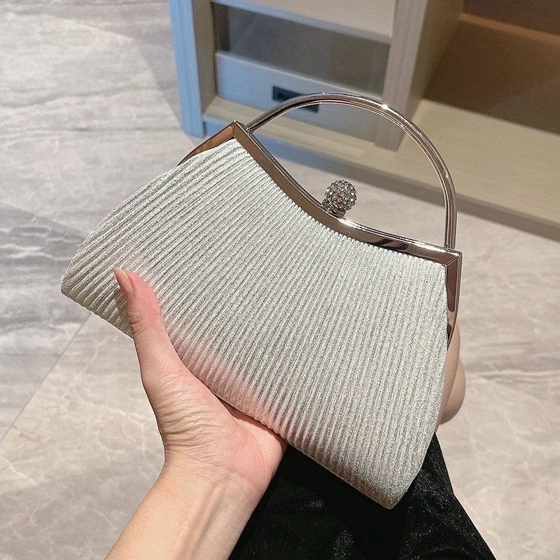 Women's All Seasons Pu Leather Stripe Elegant Square Lock Clasp Evening Bag