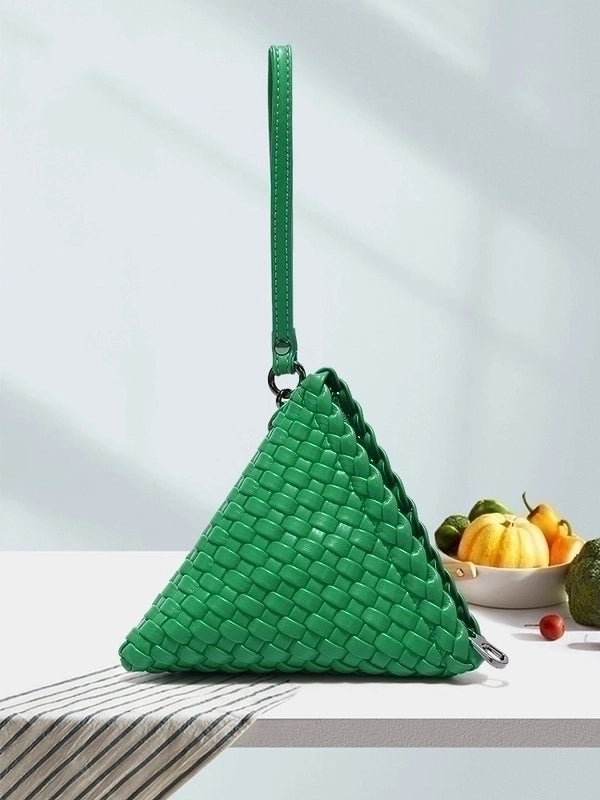 Women's Mini All Seasons Pu Leather Solid Color Basic Triangle Zipper Handbag