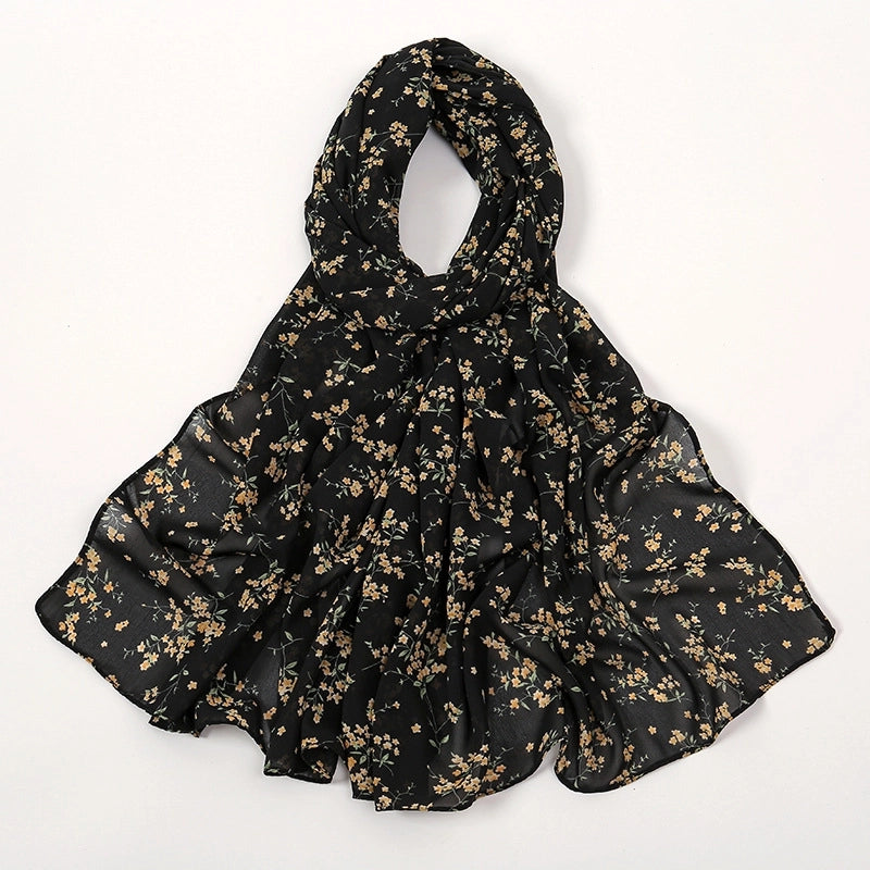 Women's Elegant Sweet Flower Polyester Scarf Shawl