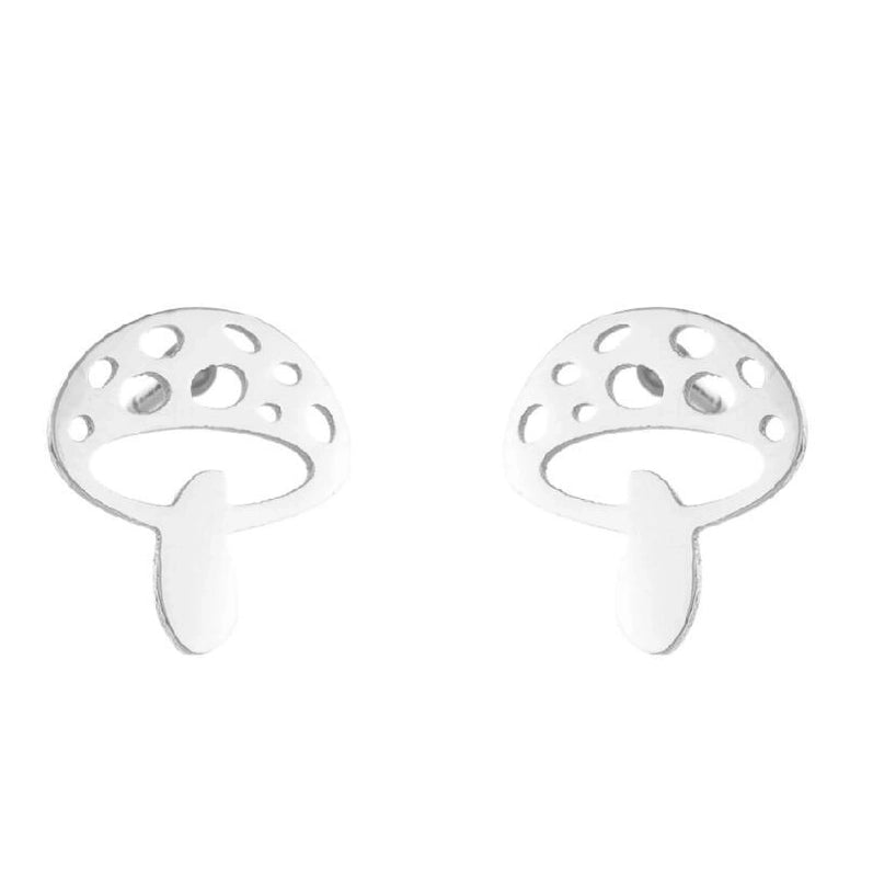 Minimalist Heart Shape Flower Stainless Steel Ear Studs 1 Pair