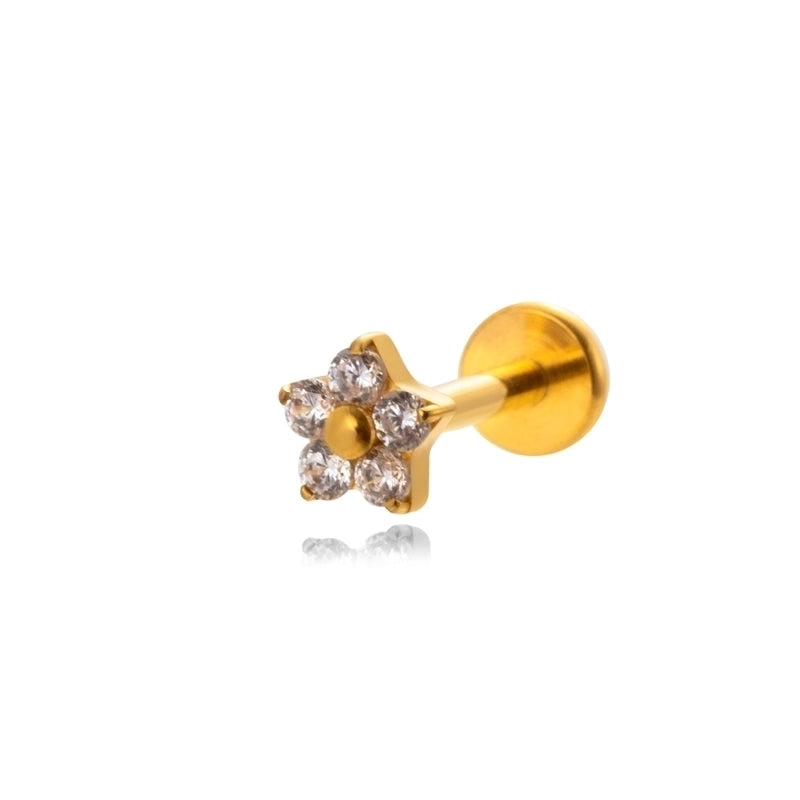 1 Piece Ear Cartilage Rings & Studs IG Style Vintage Style Geometric Flower Bow Knot Pure Titanium Plating Inlay Zircon