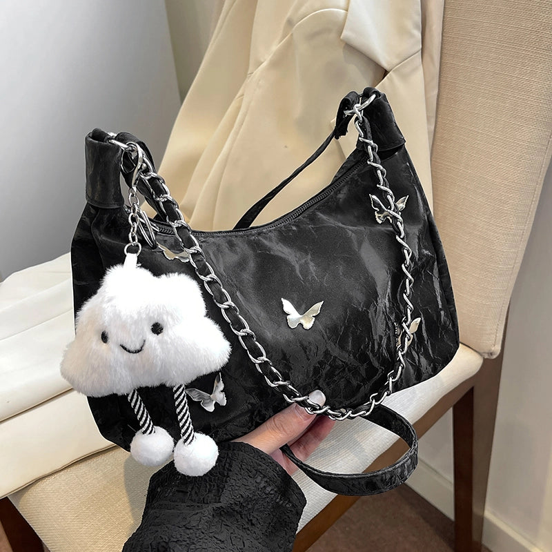 Women's Pu Leather Solid Color Streetwear Square Zipper Shoulder Bag Crossbody Bag