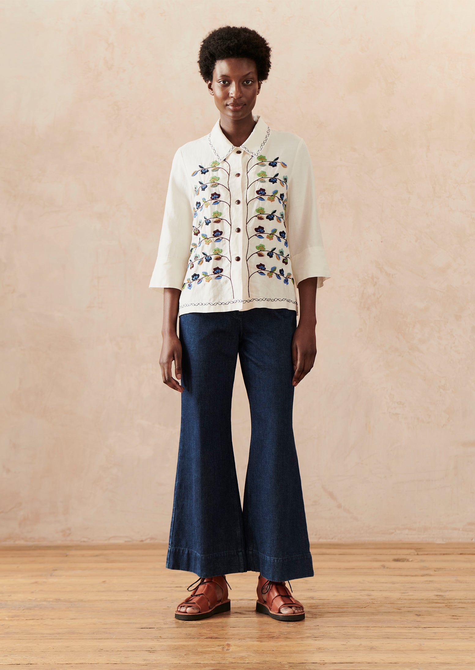 Indigo Denim Kick Flare Trousers | Indigo