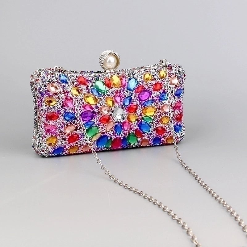 Green Blue Pink Pu Leather Polyester Flower Pillow Shape Evening Bags