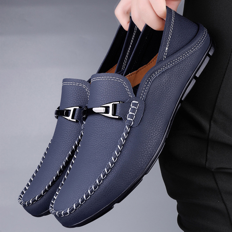 Gptsolvy New Men's Loafers Handmade Leather Shoes Men Tennis Casual Driving Flats Slip-On Boat Shoes Plus Size 48 49 Mokassin Lazy Shoes