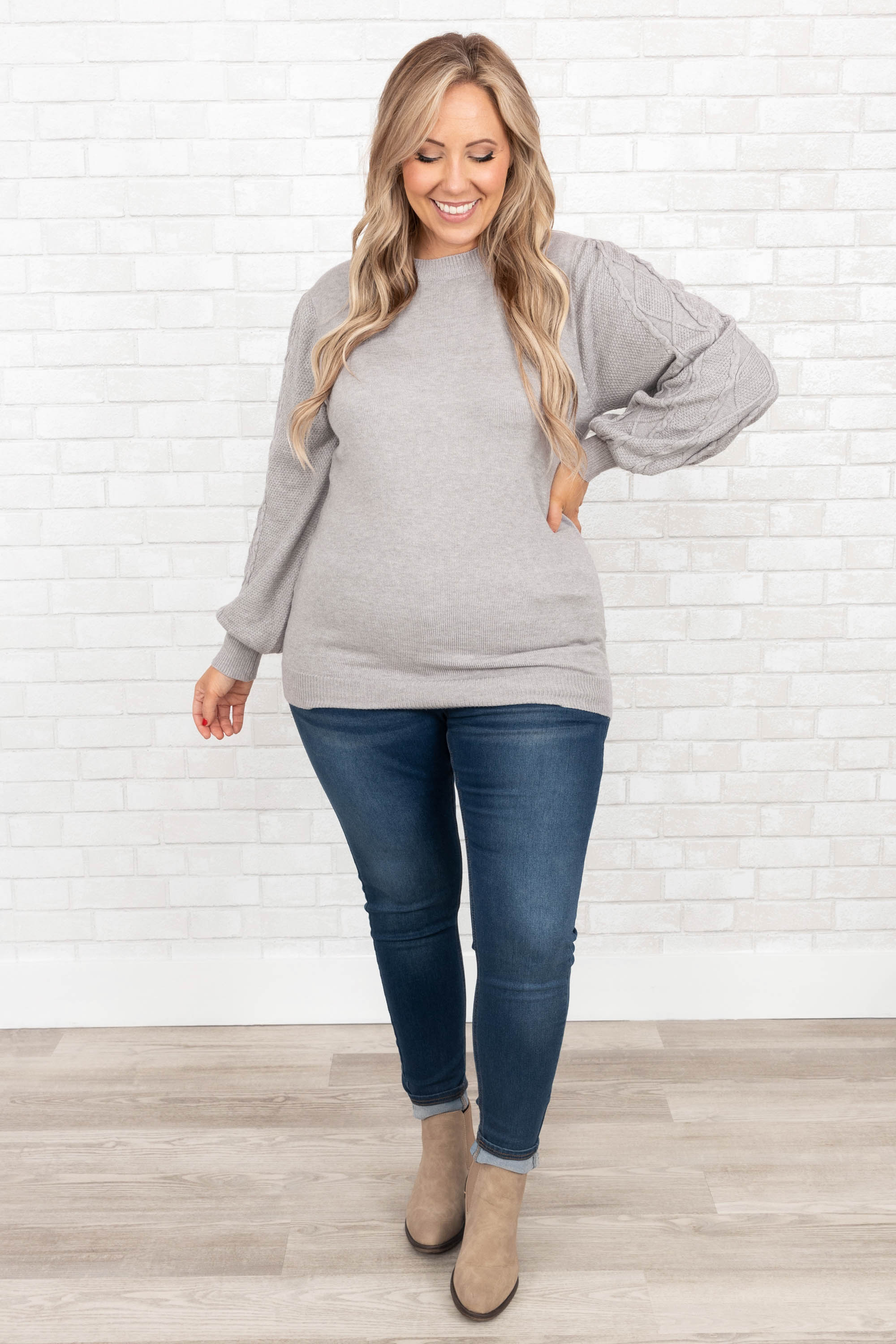 Fall's Forecast Sweater. Heather Gray