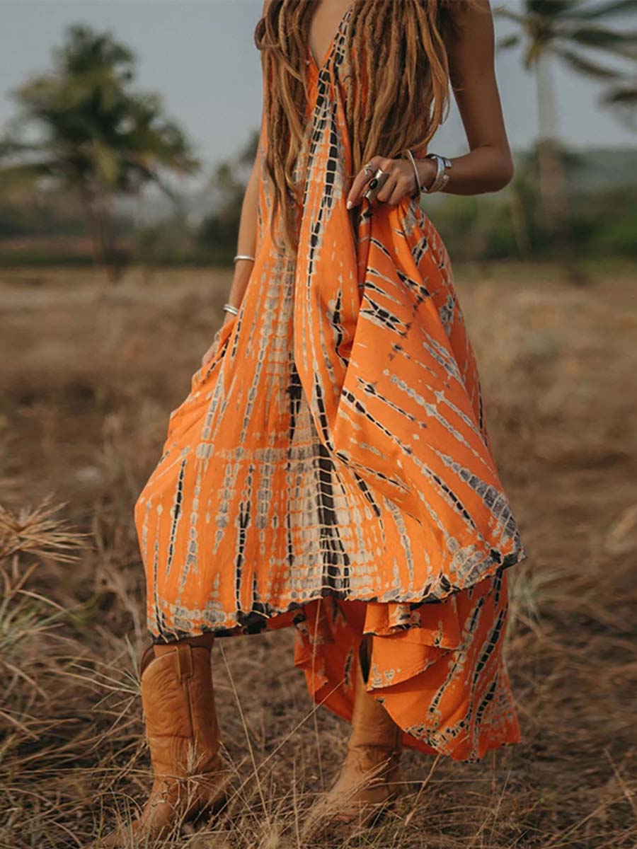 V-Neck Printed Camisole Dress