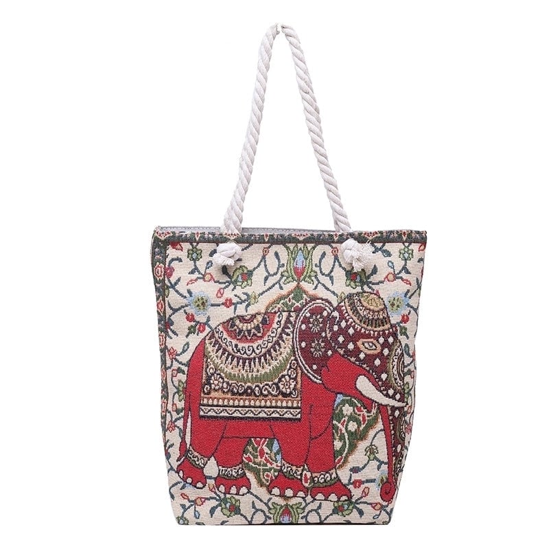 Women's Small Canvas Elephant Streetwear Square Zipper Square Bag
