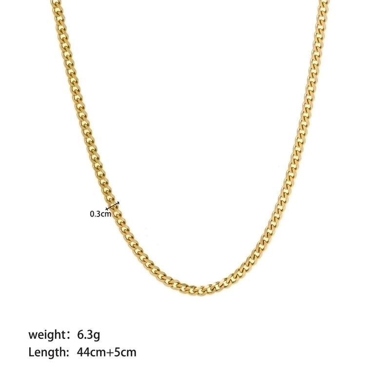 304 Stainless Steel 18K Gold Plated Streetwear Plating Metal Solid Color Sweater Chain Necklace