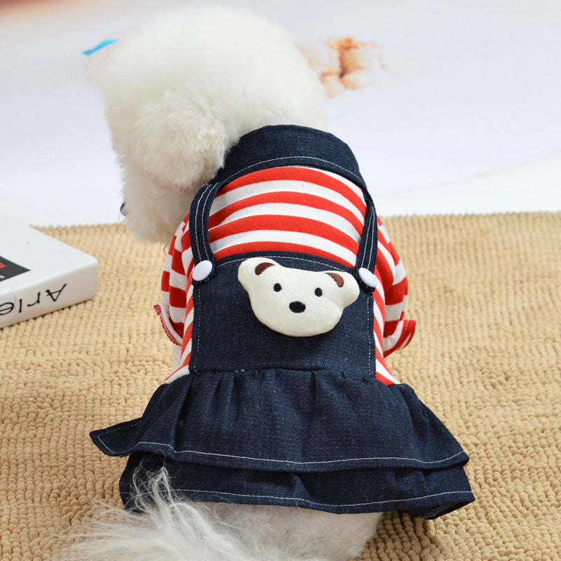 Bear Striped Dog Cat Jumpsuit/Dress