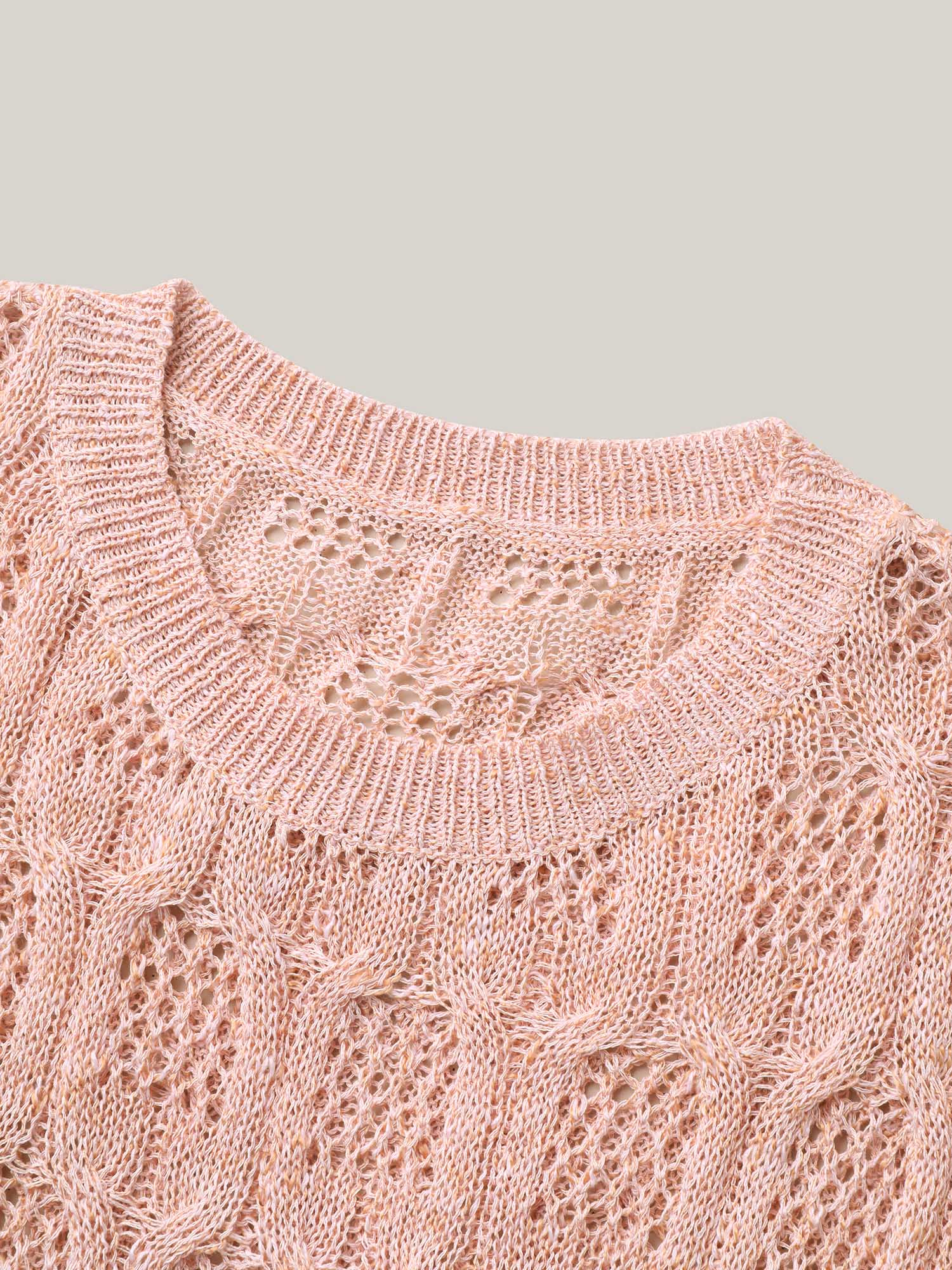 Textured Cut-Out Ribbed Hem Pullover