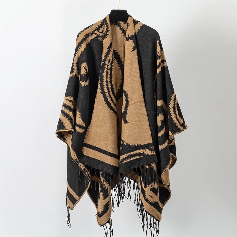 Women's Streetwear Geometric Imitation Cashmere Tassel Shawl
