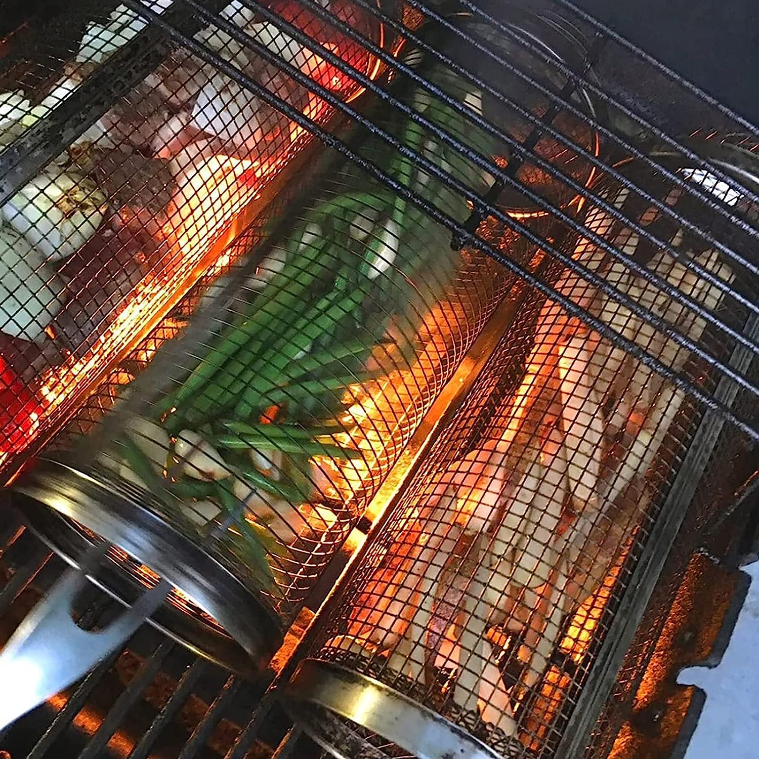 2 pcs ChefGenius Rolling Grill Basket