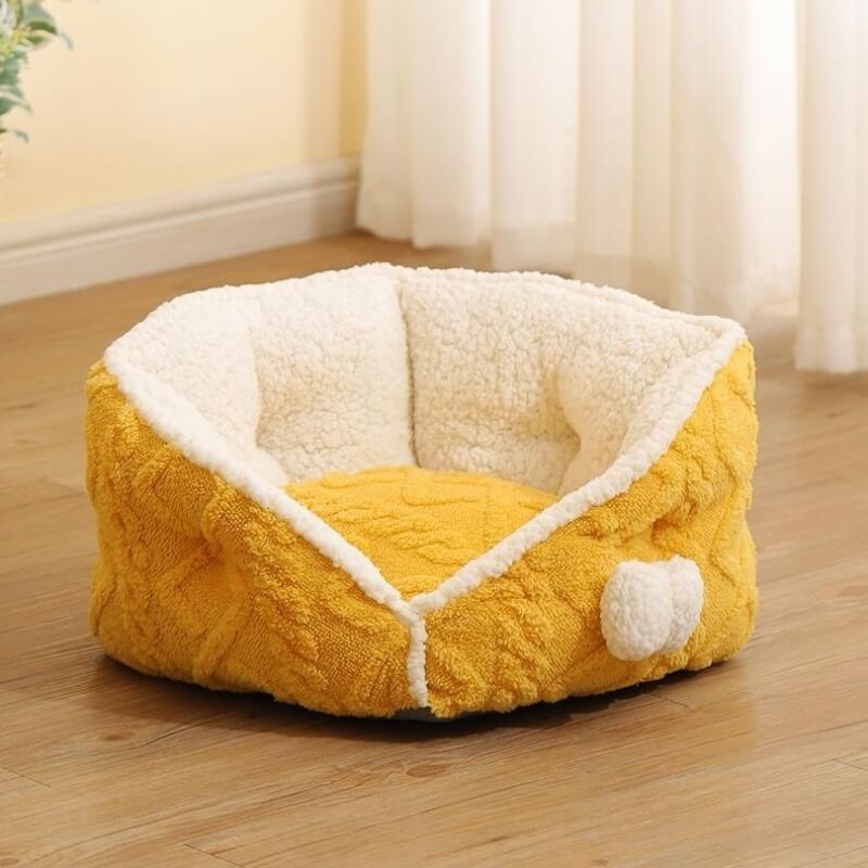 Cheese Cat Bed Fleece Jacquard Comfortable Dog Bed