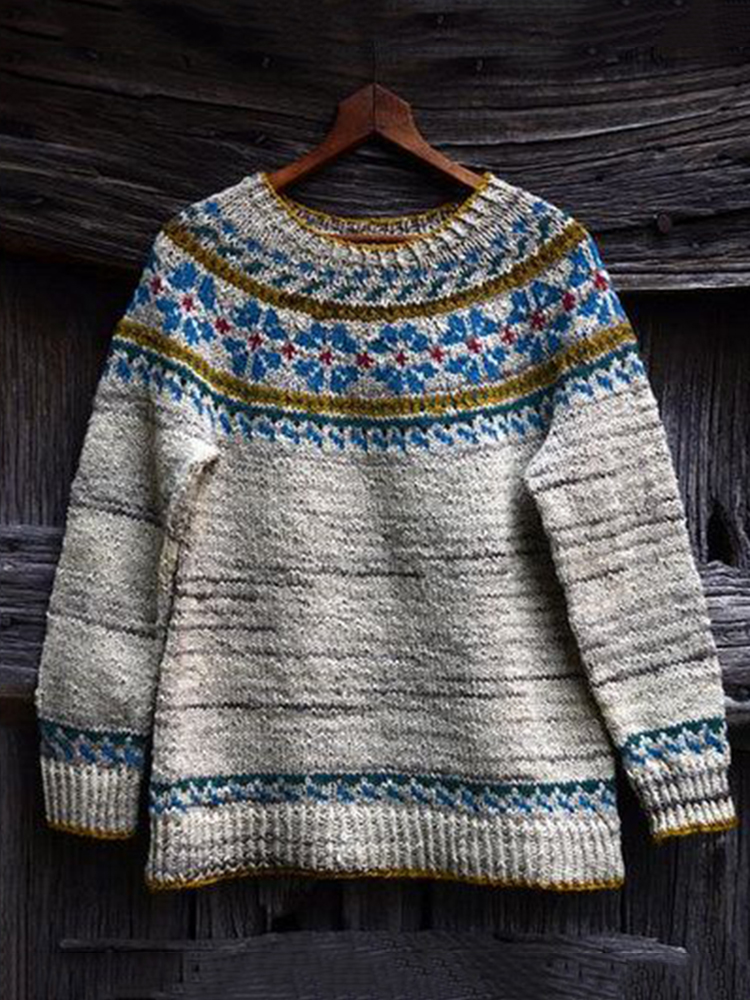 Vintage Fel Island Jacquard Comfy Sweater