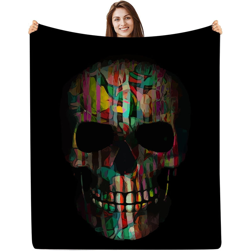 Halloween Casual Flower Bat Skull Polyester Blanket Couch & Sofa Decor